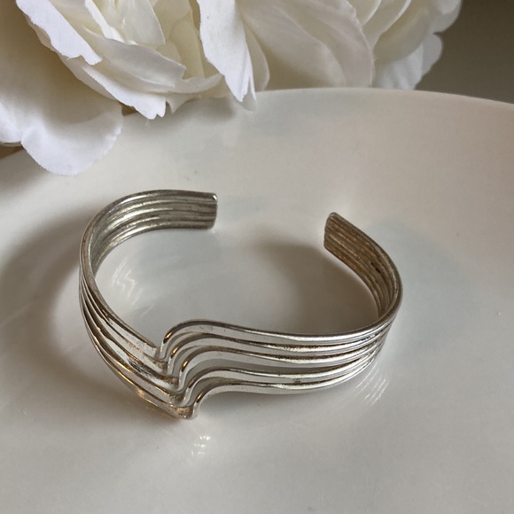 Jewelry - Silver wave cuff bracelet, adjustable sizing